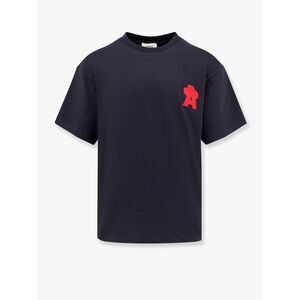 A Paper Kid Men Cotton T-Shirt With Flocked Logo Detail